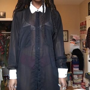 american apparel oversized chiffon button up